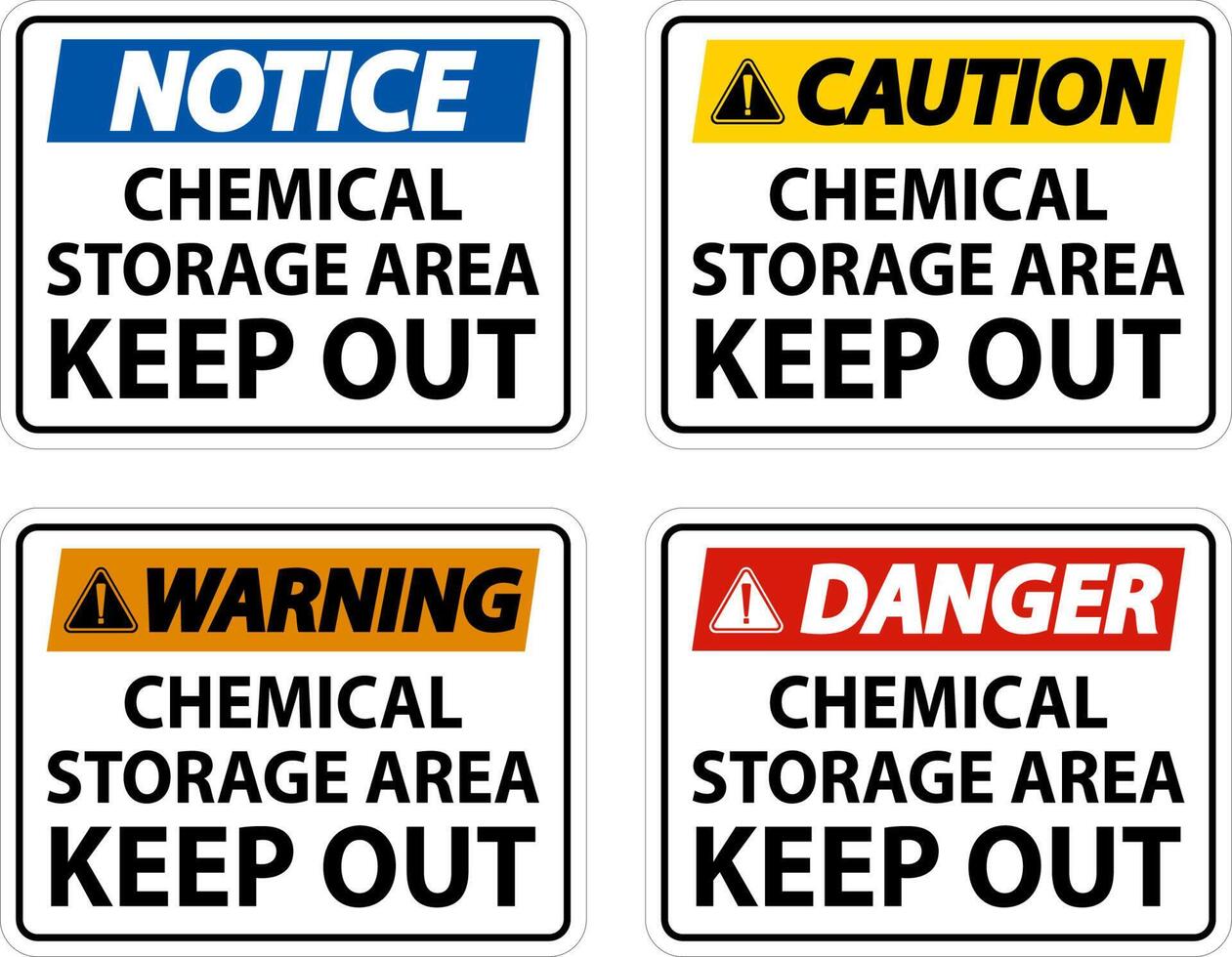 etiqueta área de almacenamiento de productos químicos mantener fuera firmar vector