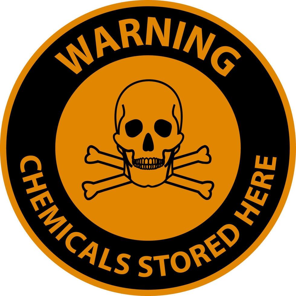 Warning Chemicals Stored Here Sign On White Background vector