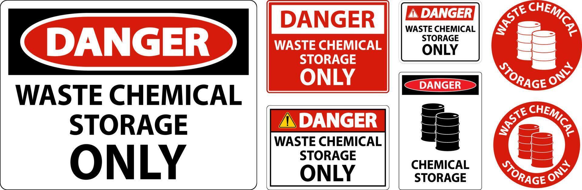 Danger Waste Chemical Storage Only On White Background vector