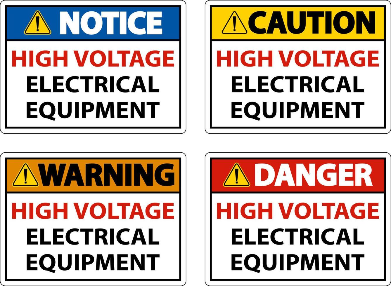 High Voltage Equipment Sign On White Background vector