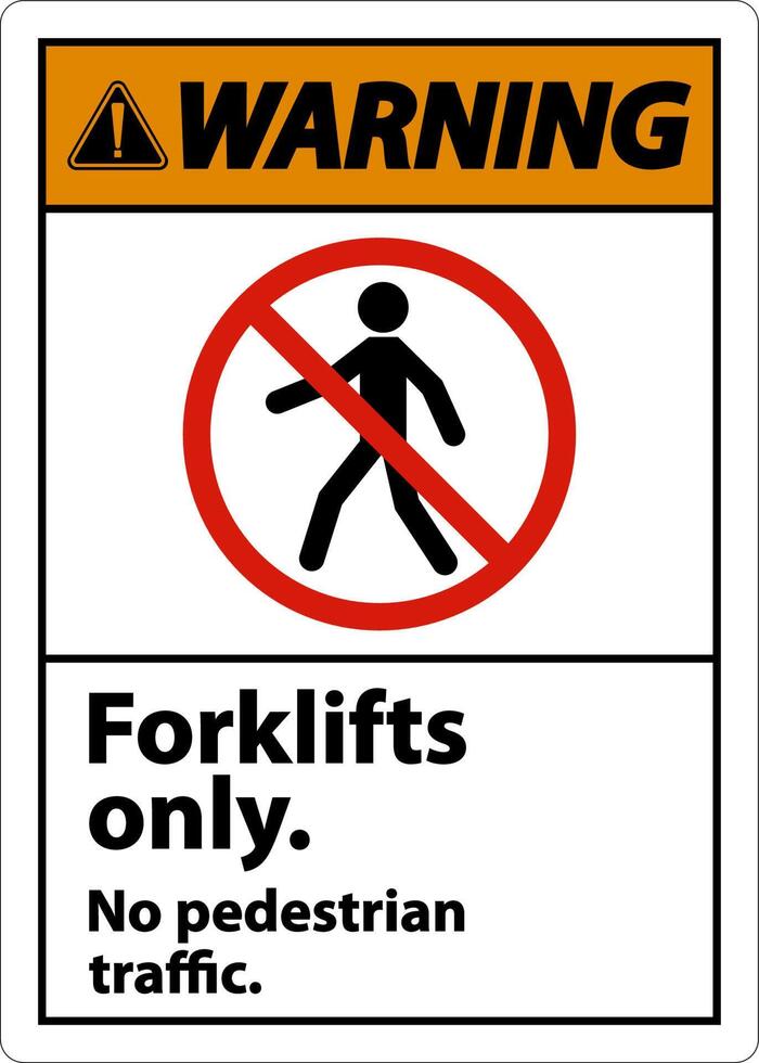 Warning No Pedestrian Traffic Forklifts Only Sign vector