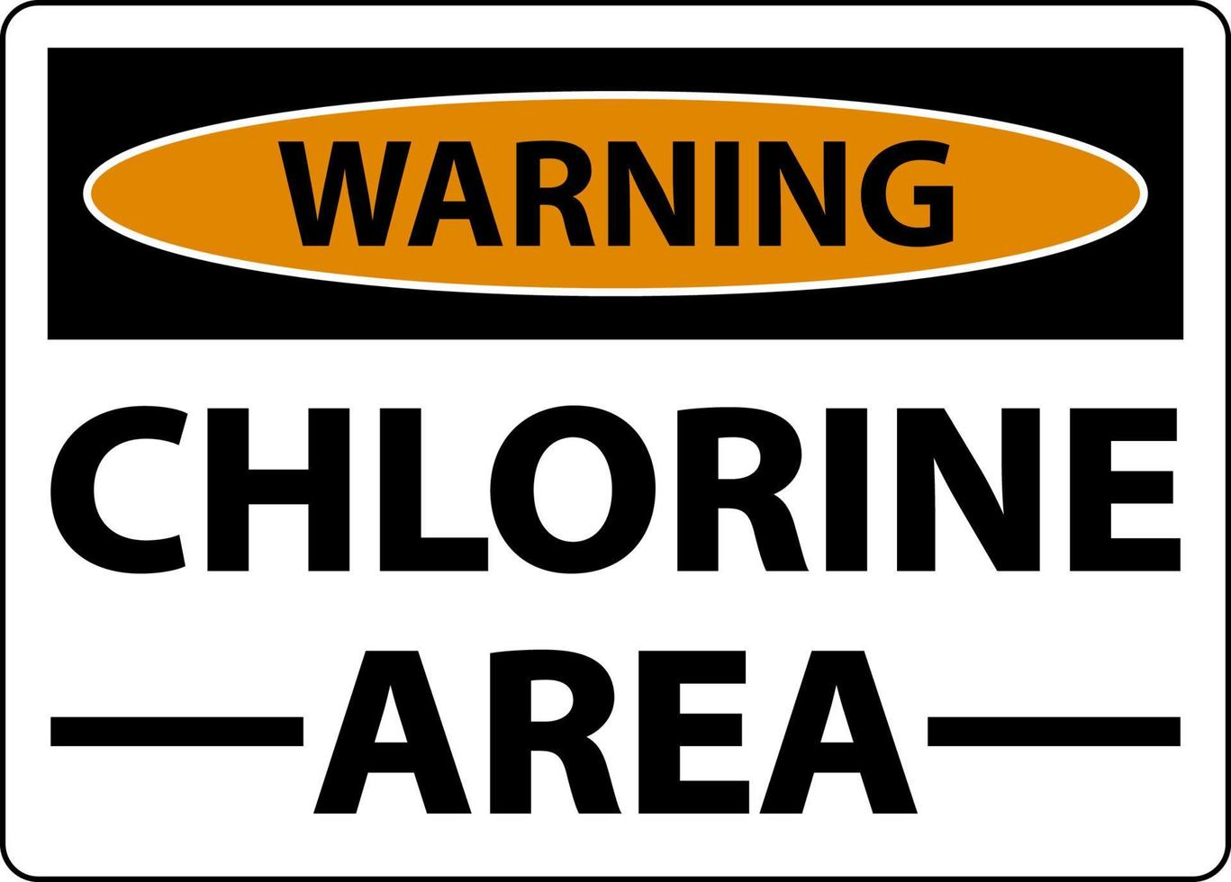 Warning Chlorine Area Sign On White Background vector
