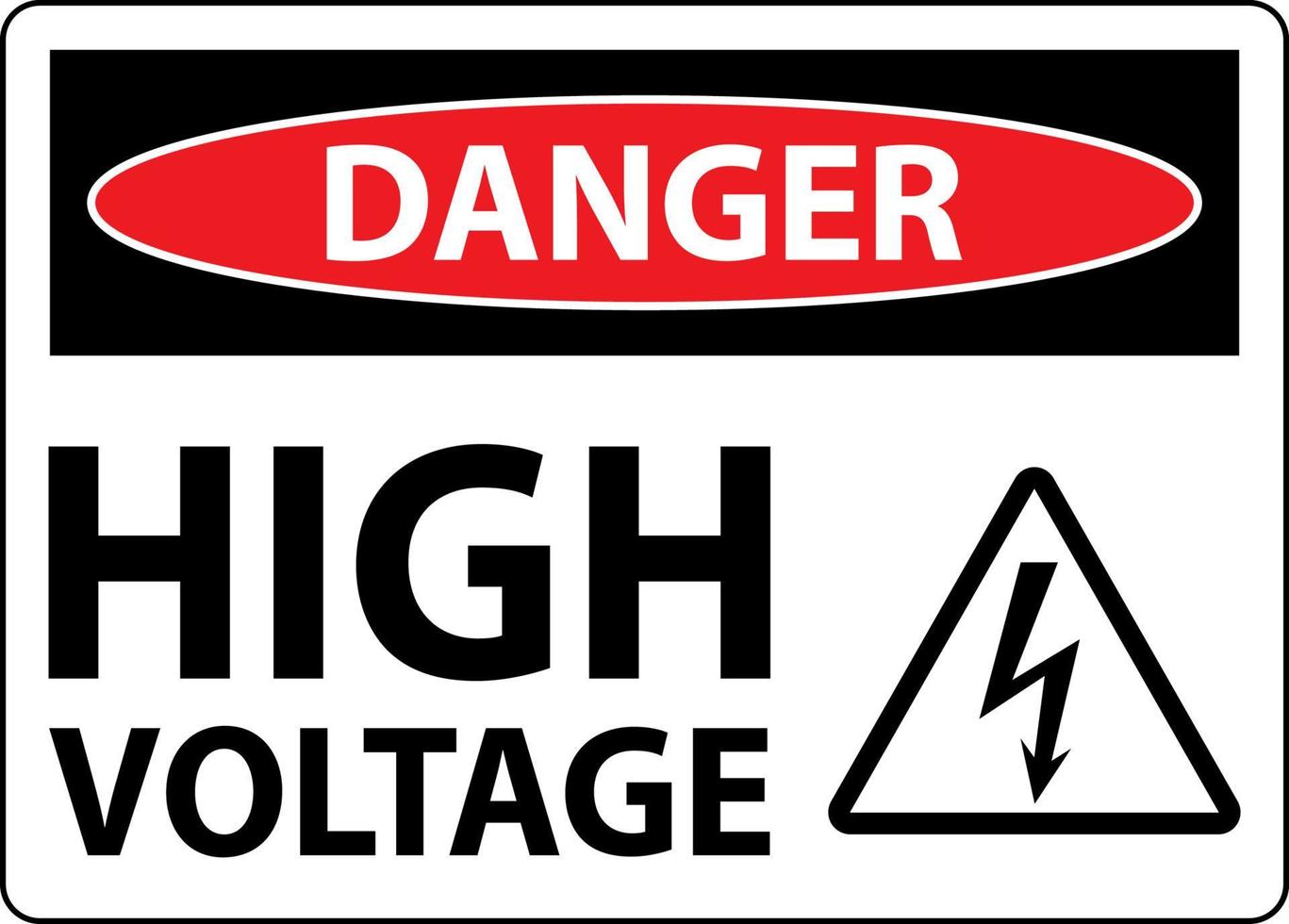 Danger High Voltage Sign On White Background vector