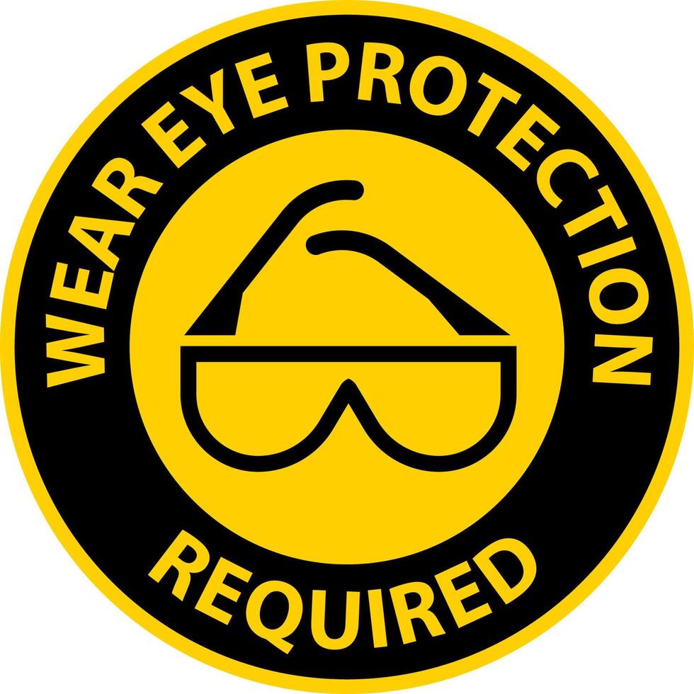Caution Wear Eye Protection Required On White Background vector