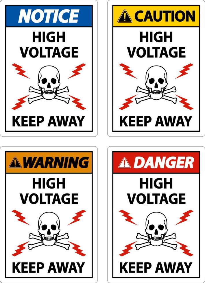 Danger High Voltage Keep Away Sign On White Background vector