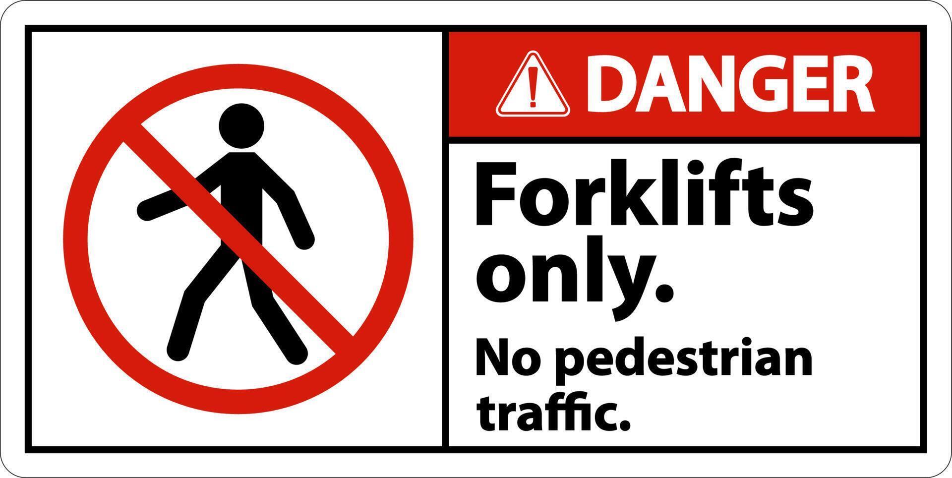 Danger No Pedestrian Traffic Forklifts Only Sign vector