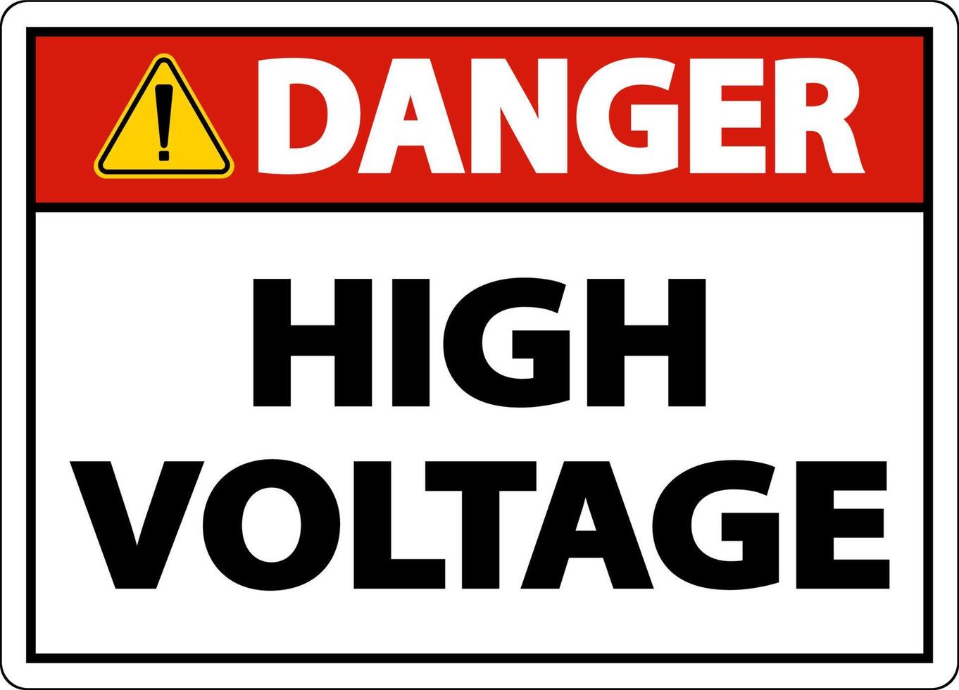 Danger High Voltage Sign On White Background vector