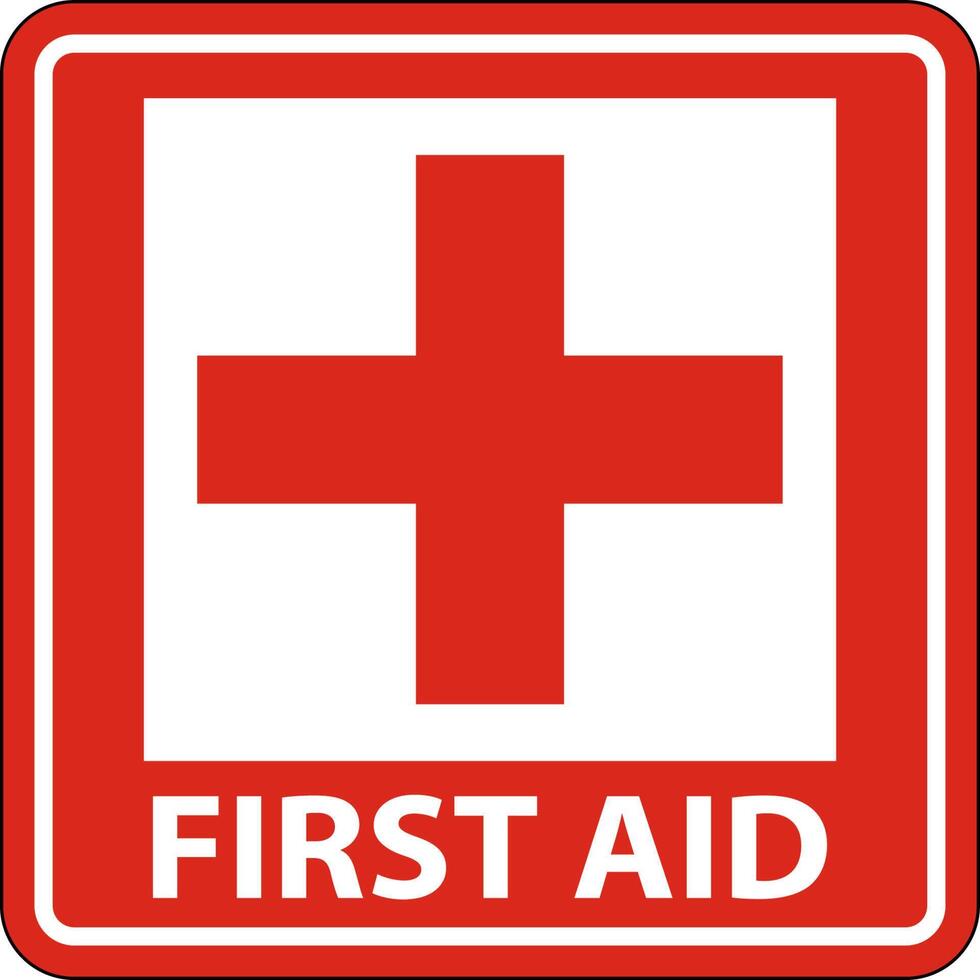 First Aid Label Sign on white background vector