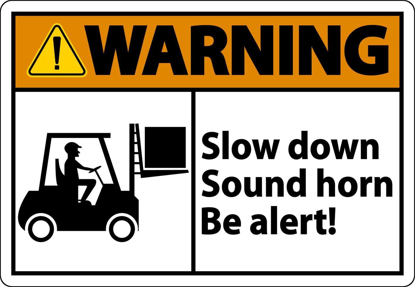 Warning 2-Way Slow Down Sound Horn Sign On White Background vector