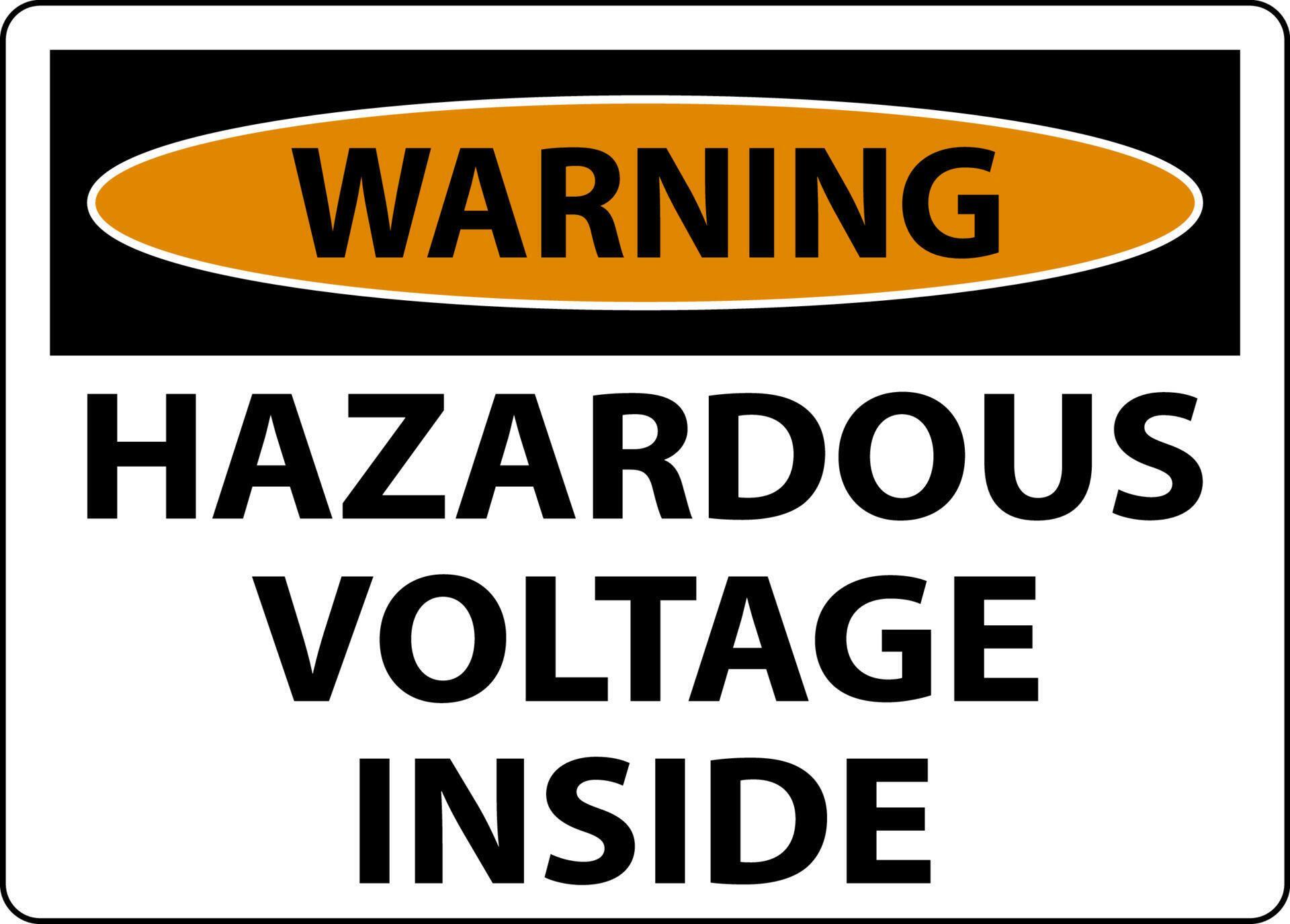 Warning Hazardous Voltage Inside Sign On White Background 5993262