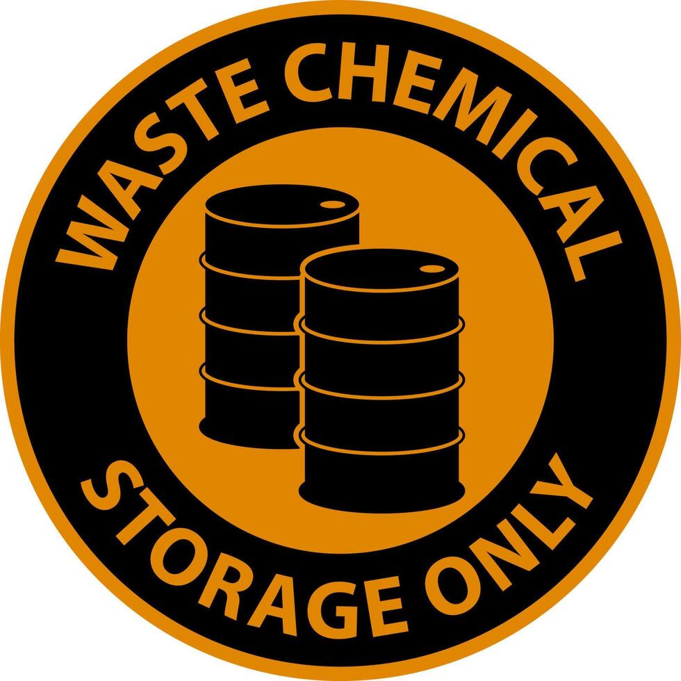 Warning Waste Chemical Storage Only On White Background vector