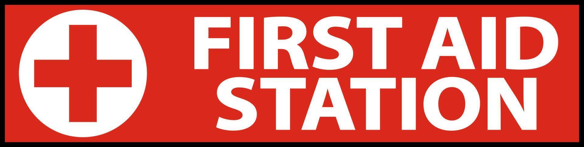 First Aid Station Label Sign on white background vector