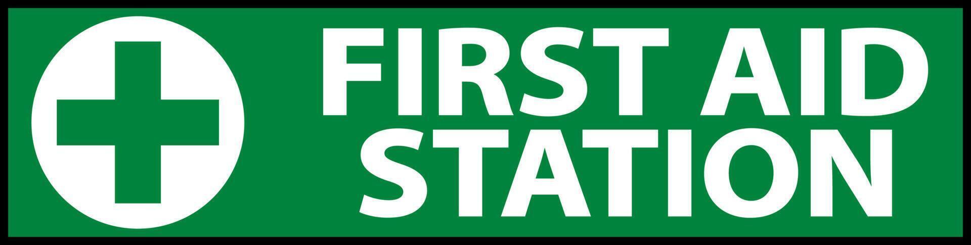 First Aid Station Label Sign on white background vector