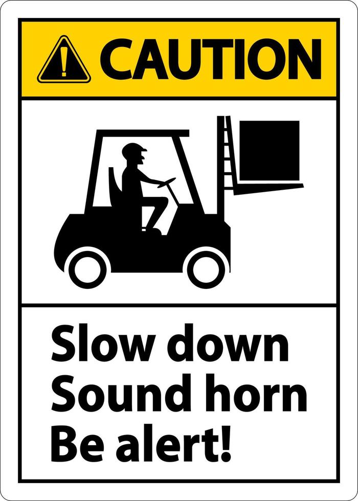 Warning 2Way Slow Down Sound Horn Sign On White Background 5993318