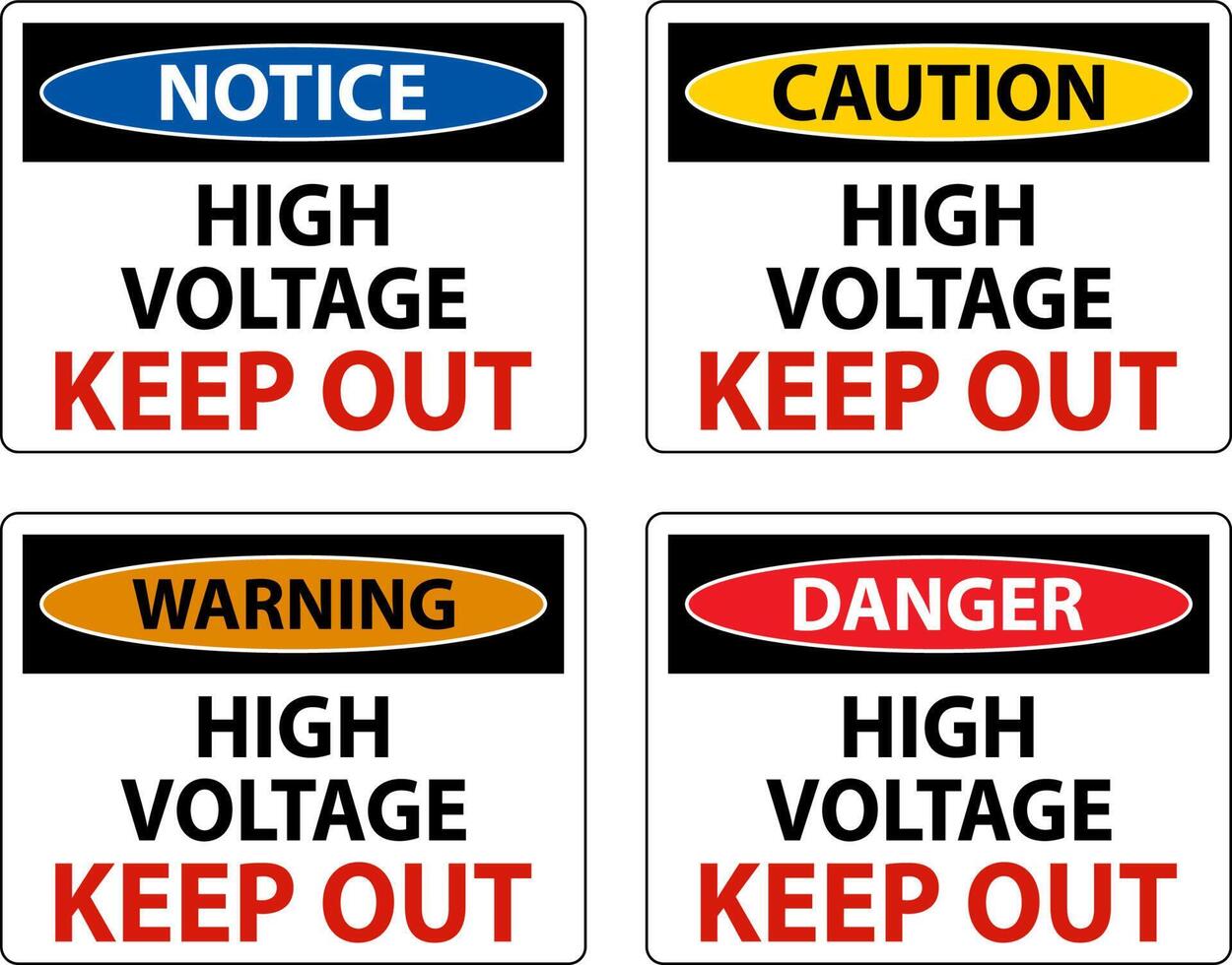 Danger High Voltage Keep Out Sign On White Background vector