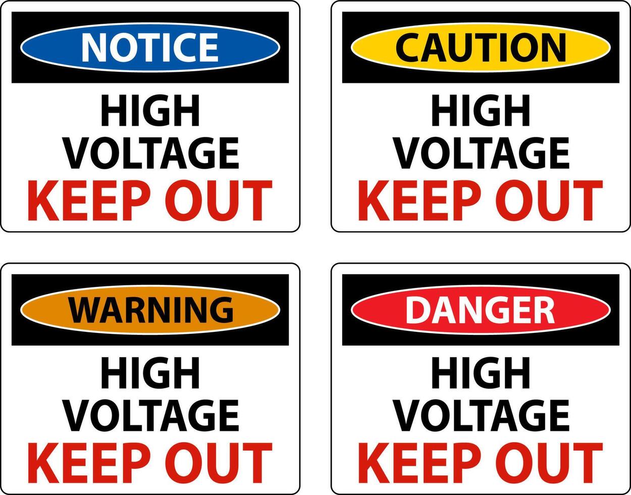 Danger High Voltage Keep Out Sign On White Background vector