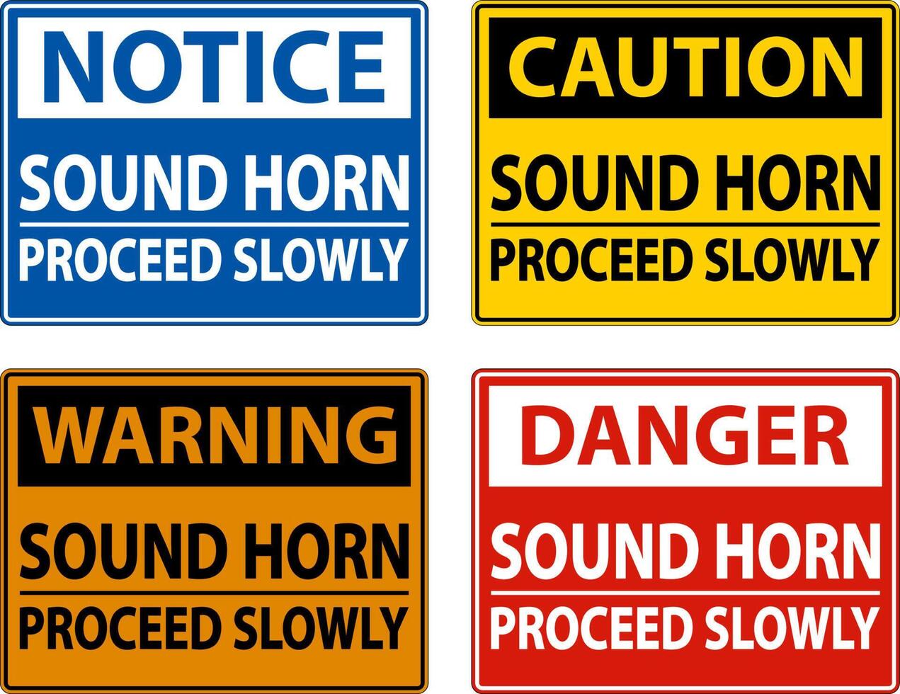 Caution Sound Horn Proceed Slowly Sign On White Background vector