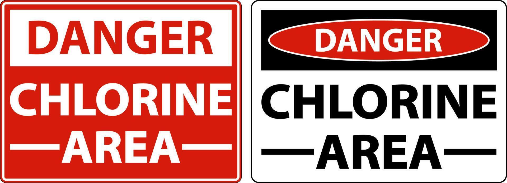 Danger Chlorine Area Sign On White Background vector