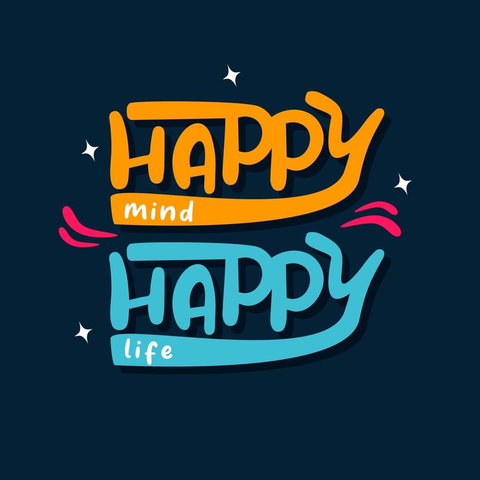 happy mind happy life. Quote. Quotes design. Lettering poster ...