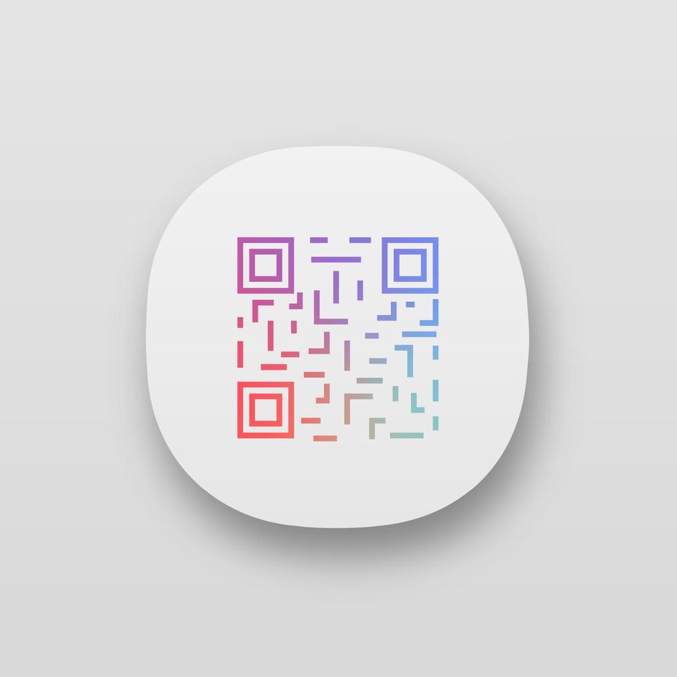 QR code app icon. UI UX user interface. Matrix barcode identification. 2D data code. Two-dimensional barcode. Web or mobile application. Vector isolated illustration