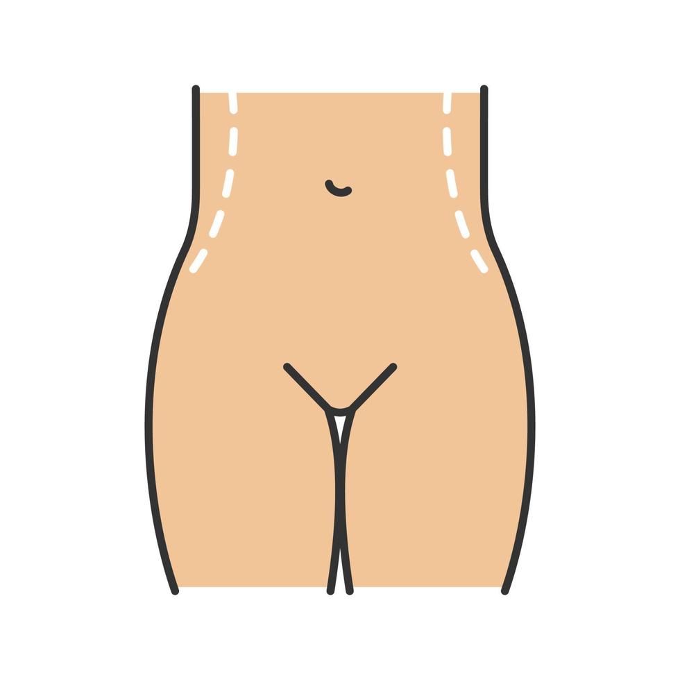 Waist correction surgery color icon. Flanks liposuction. Waist contouring and fat removal plastic surgery. Isolated vector illustration