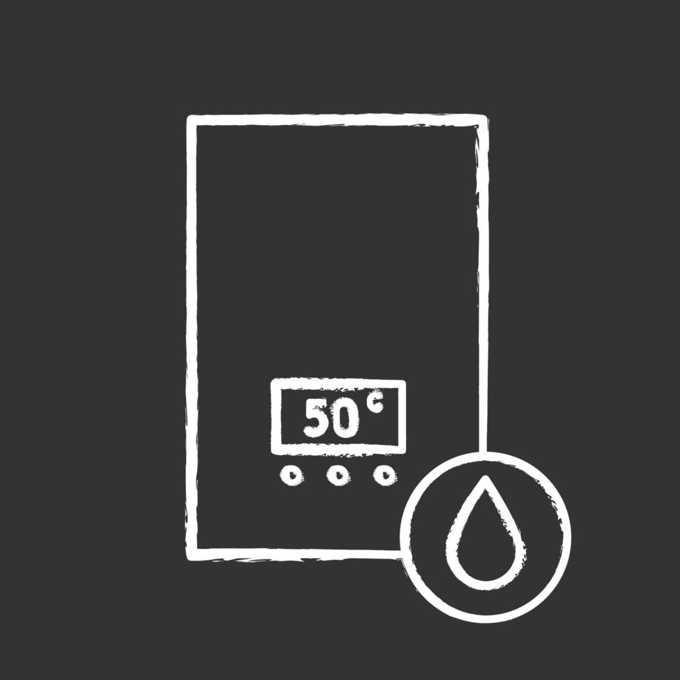 Electric water heater chalk icon. Heating water. Home boiler. Isolated vector chalkboard illustration