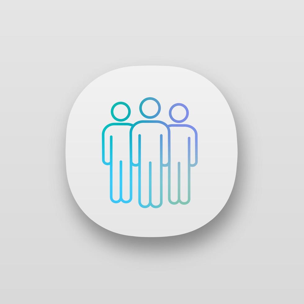 icono de la aplicación de equipo. interfaz de usuario ui ux. personal de plantilla. trabajo en equipo. grupo de personas. socios. aplicación web o móvil. vector ilustración aislada