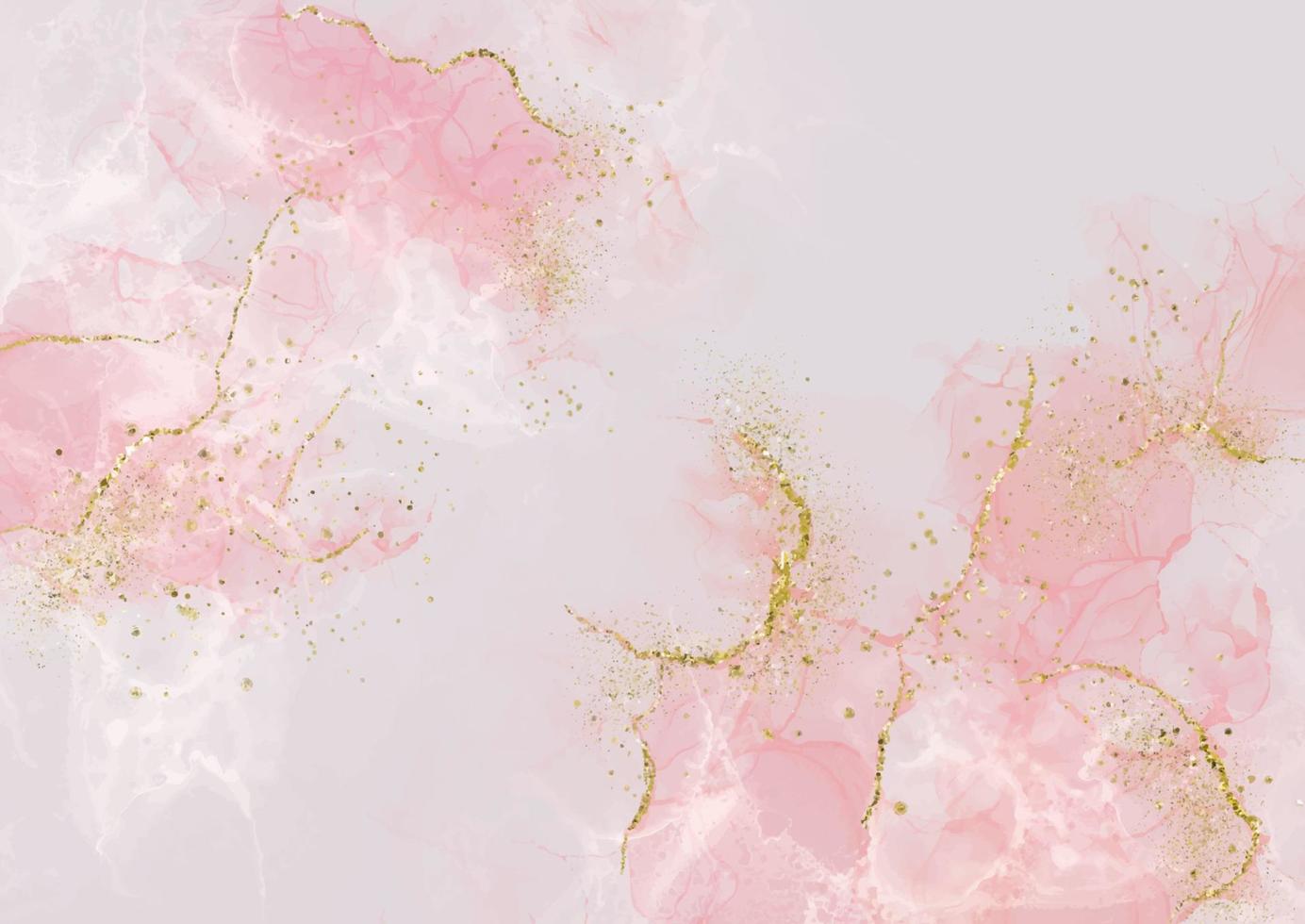 pastel pink alcohol ink background with glitter elements vector