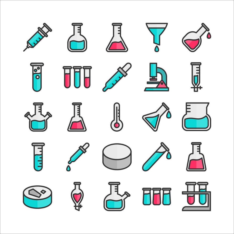 Laboratory icon set vector flat line for website, mobile app, presentation, social media.