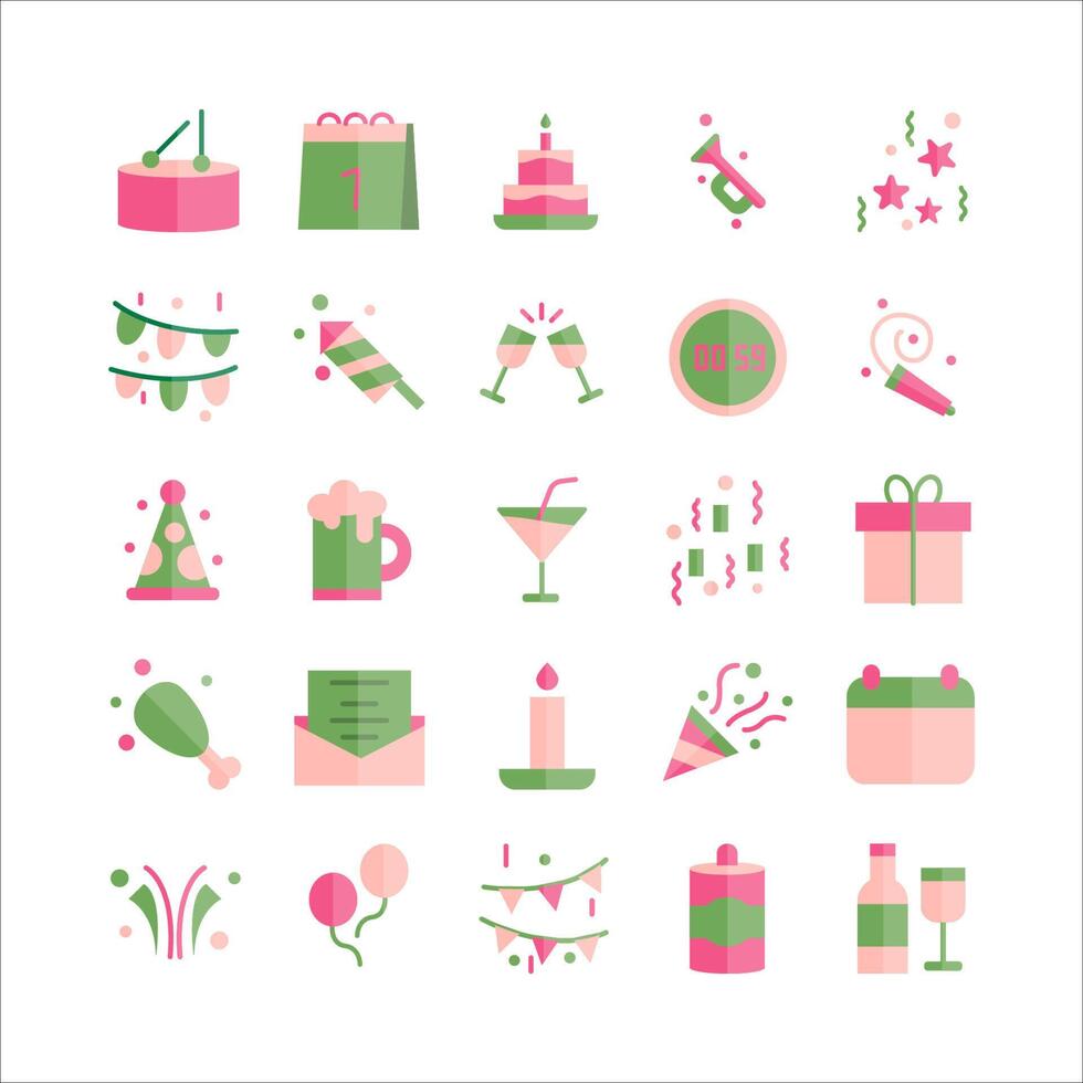 Celebration icon set vector flat for website, mobile app, presentation, social media.