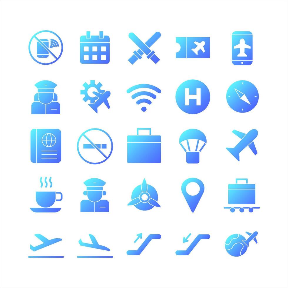 Aviation icon set vector gradient for website, mobile app, presentation, social media.