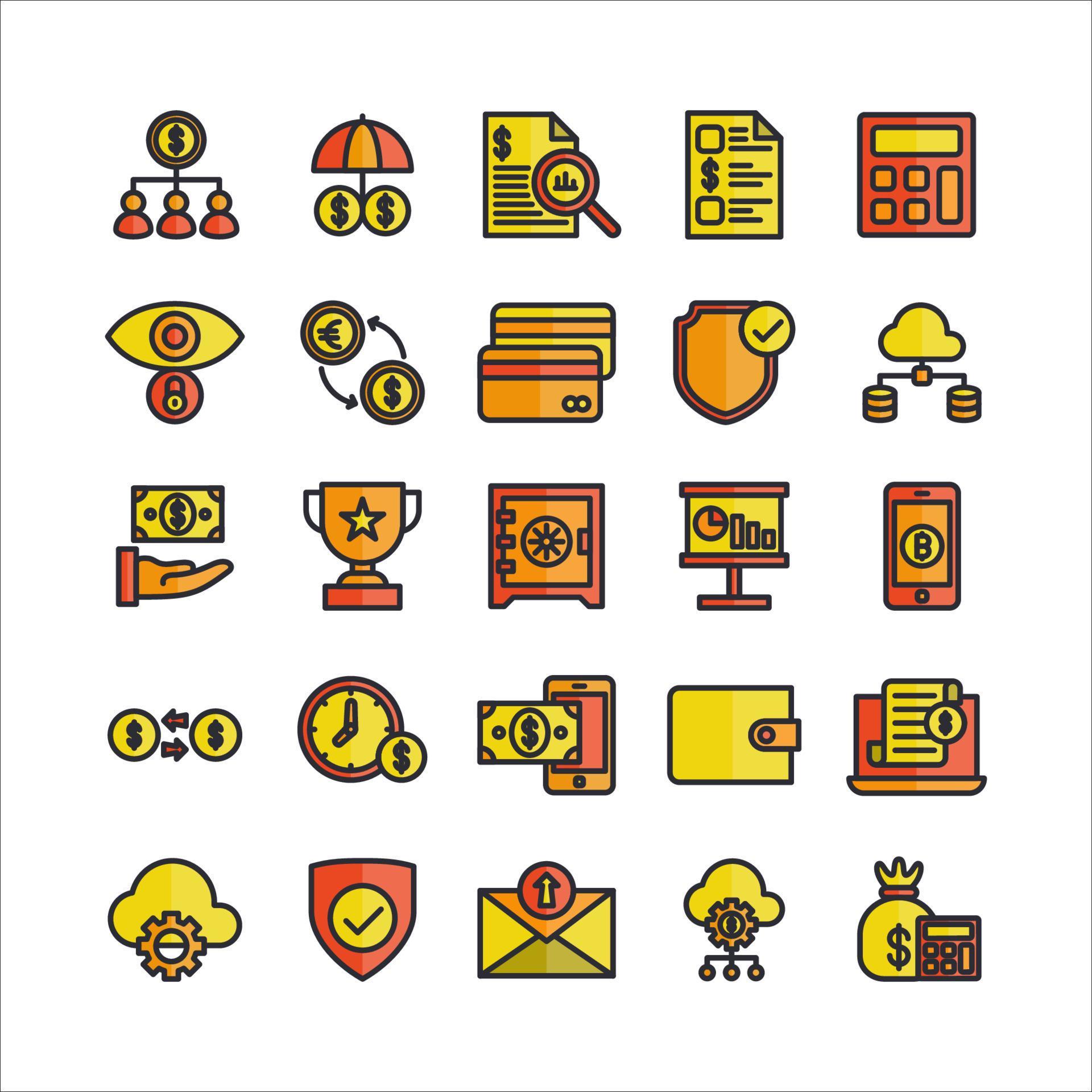 Fintech icon set vector flat line for website, mobile app, presentation ...