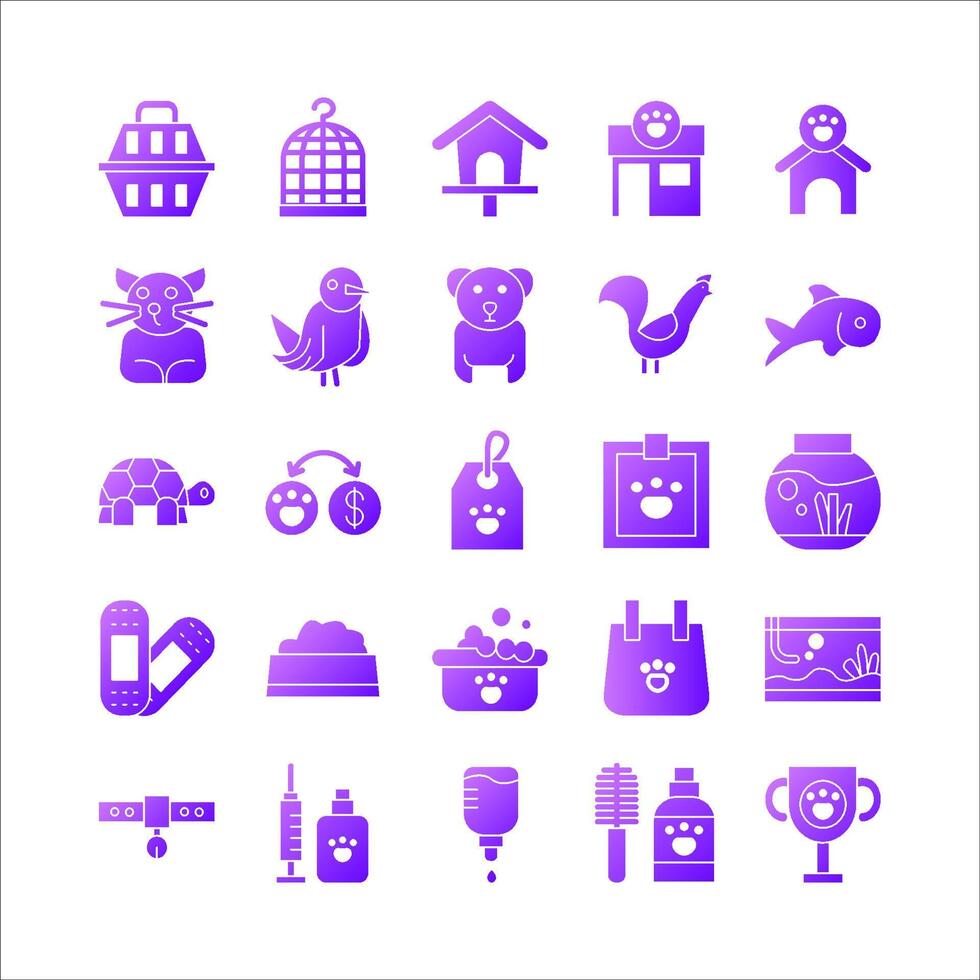 Pet Shop icon set vector gradient for website, mobile app, presentation, social media.