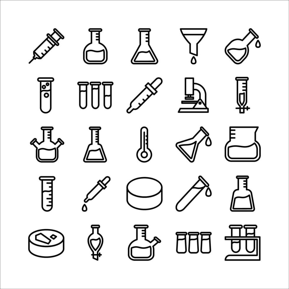 Laboratory icon set vector line for website, mobile app, presentation, social media.
