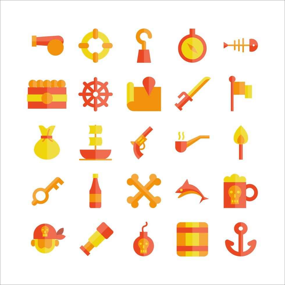 Pirates icon set vector flat for website, mobile app, presentation, social media.