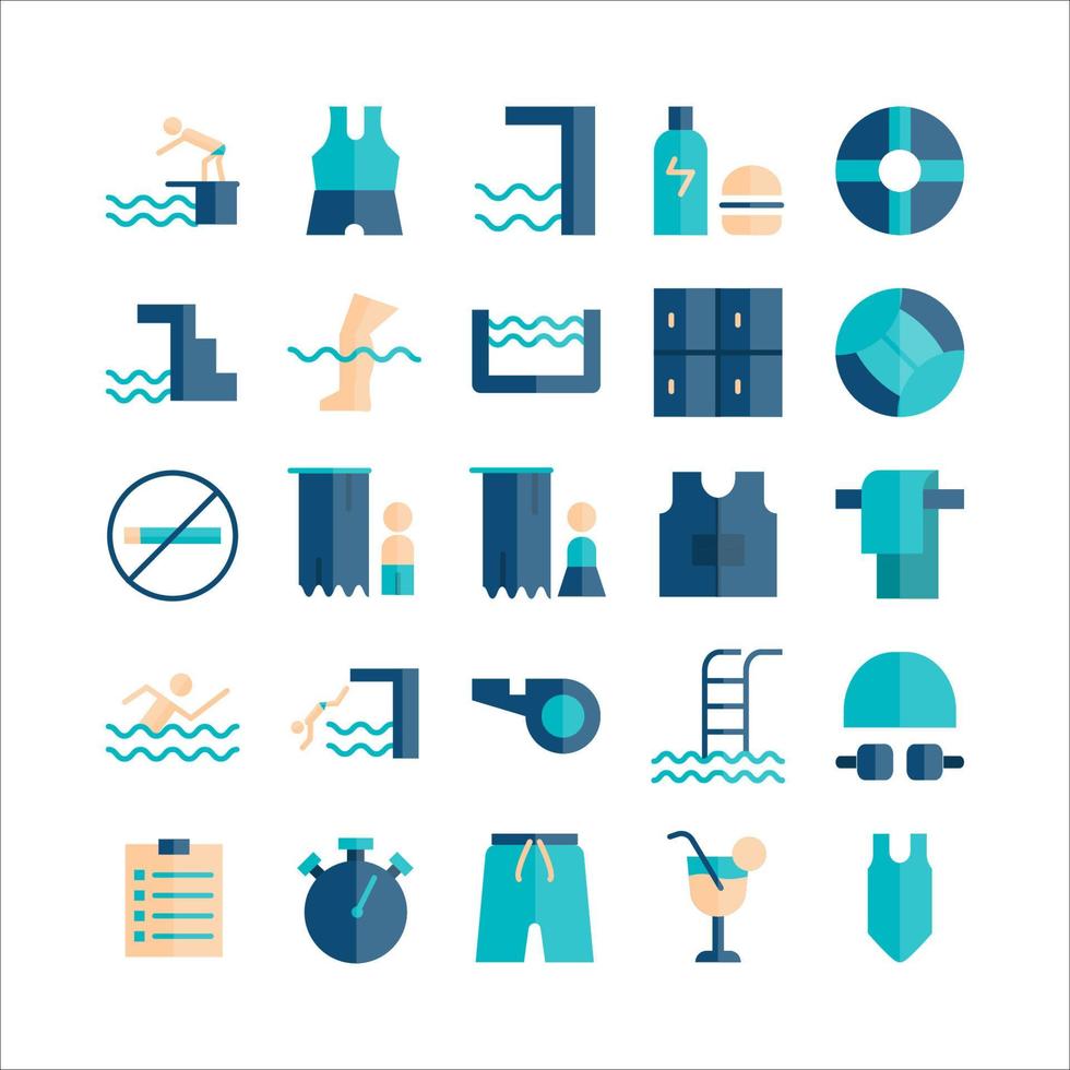 conjunto de iconos de natación vector plano para sitio web, aplicación móvil, presentación, redes sociales.