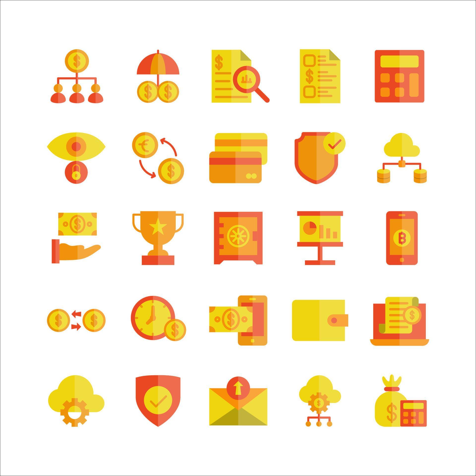 Fintech icon set vector flat for website, mobile app, presentation ...