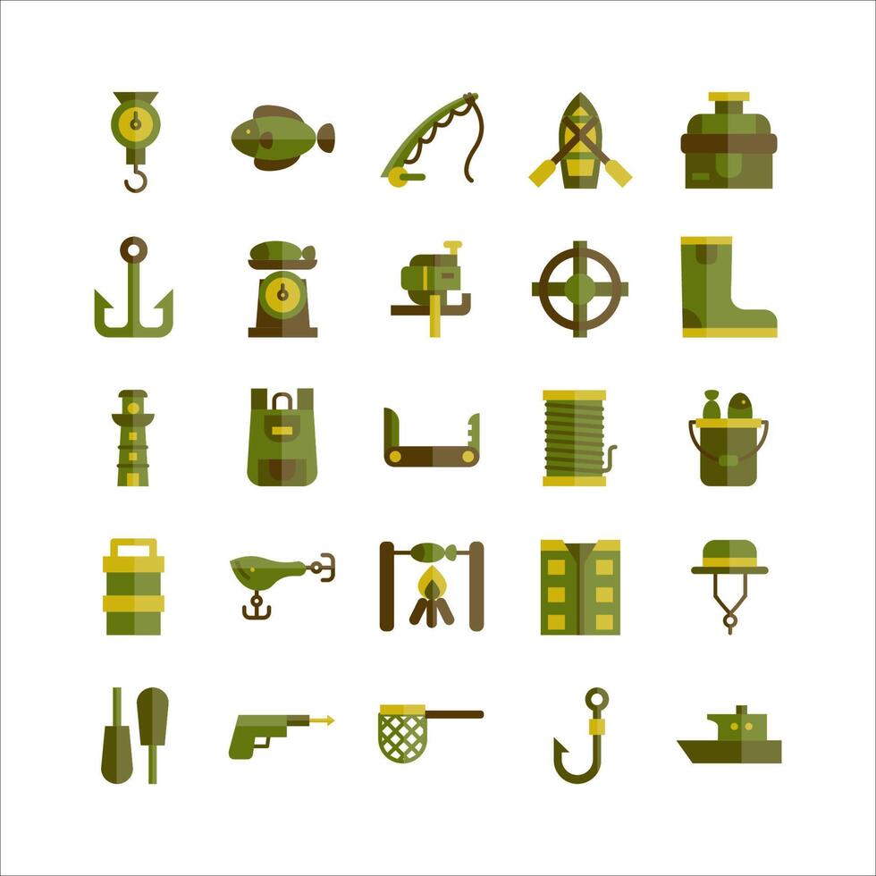 Fishing icon set vector flat for website, mobile app, presentation, social media.