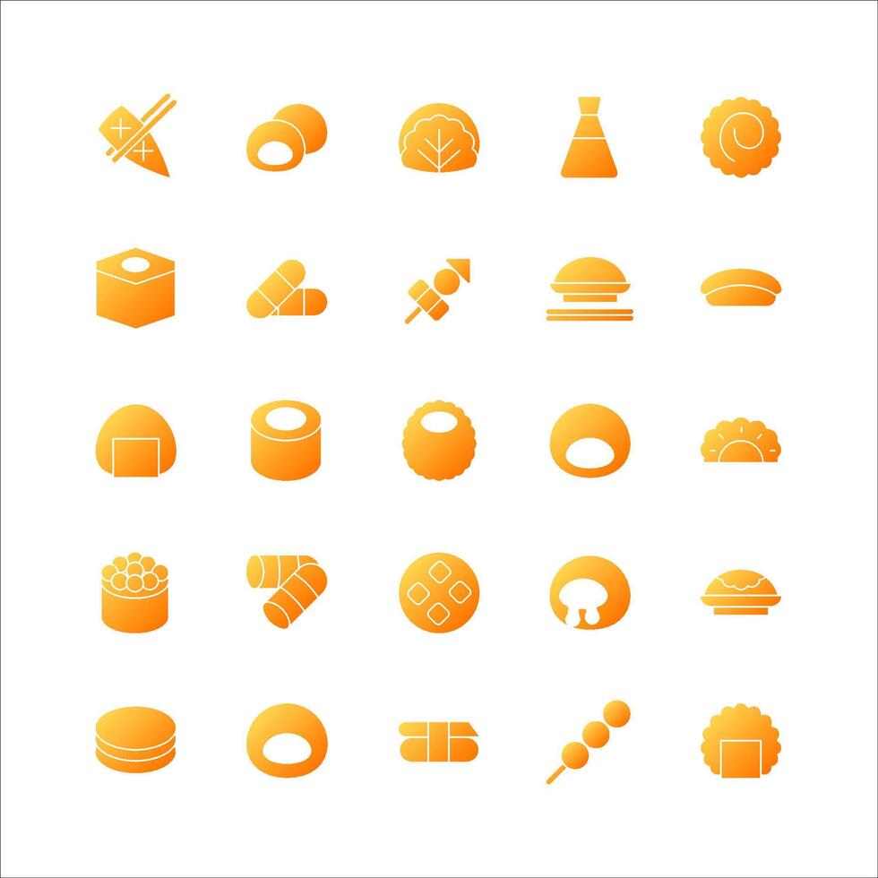 Japanese Food icon set vector gradient for website, mobile app, presentation, social media.