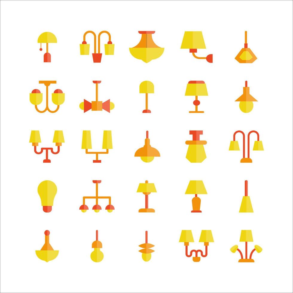 Lamp icon set vector flat for website, mobile app, presentation, social media.