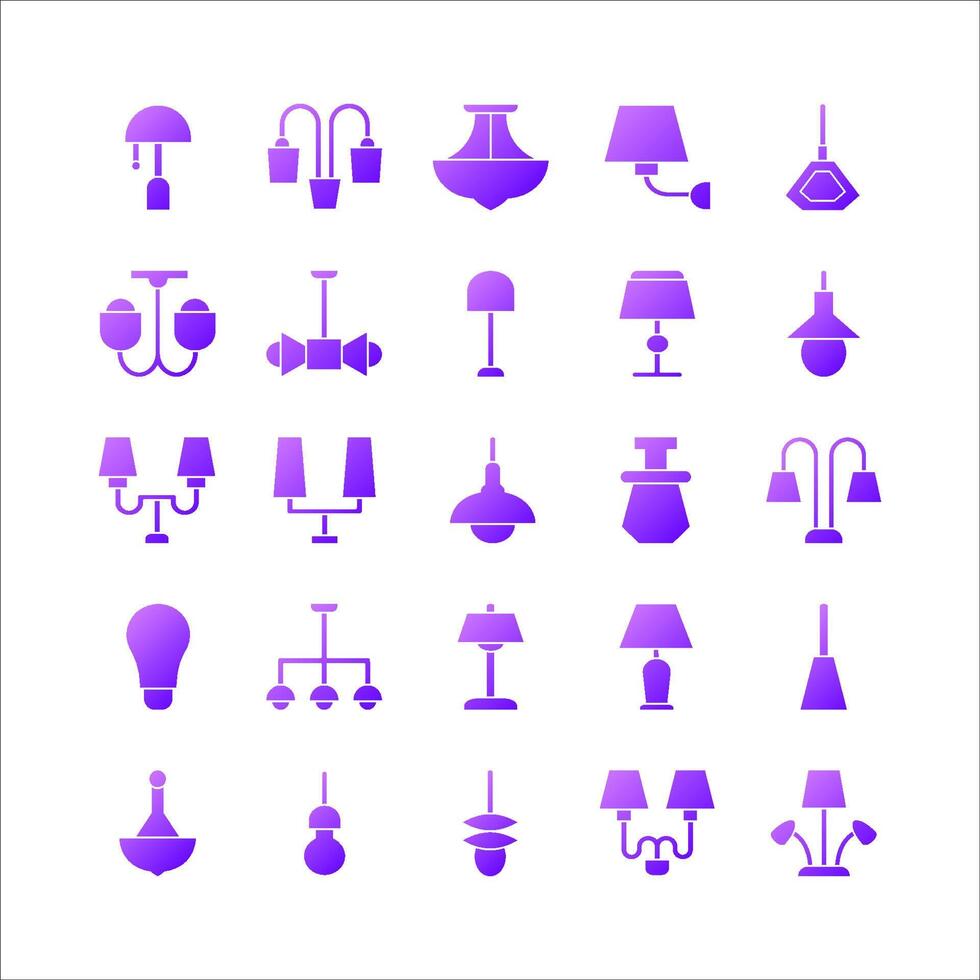 Lamp icon set vector gradient for website, mobile app, presentation, social media.