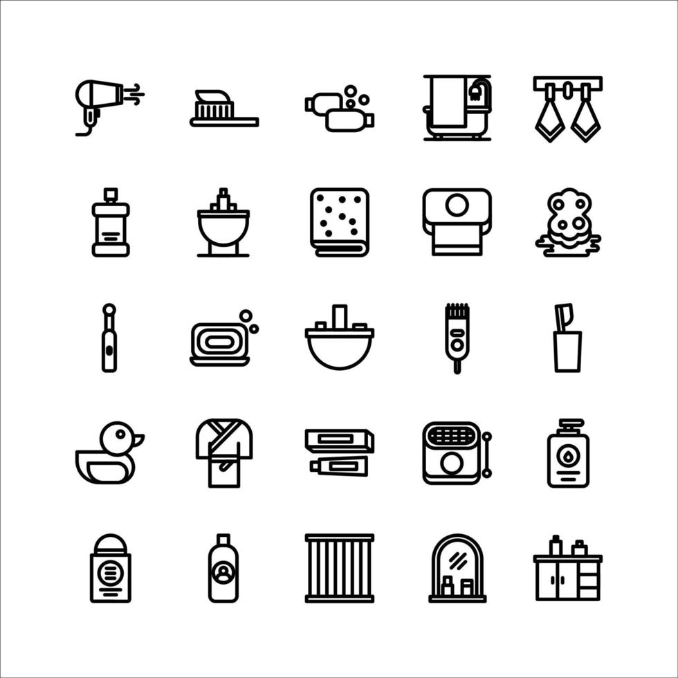 Bathroom icon set vector line for website, mobile app, presentation, social media.