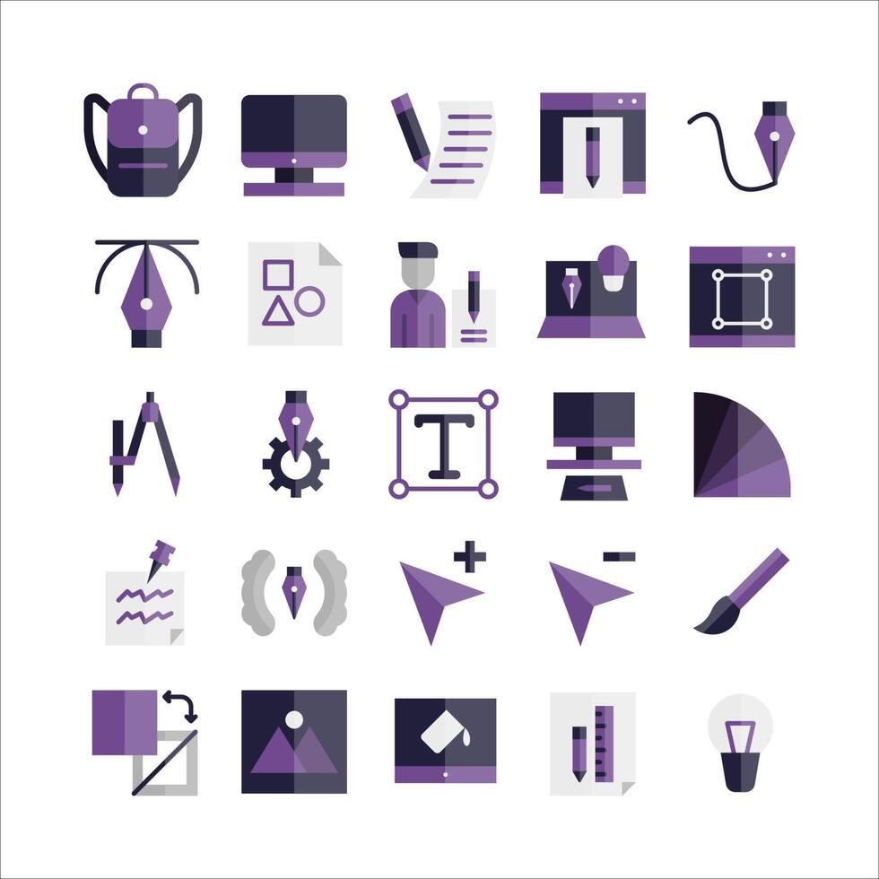Designer icon set vector flat for website, mobile app, presentation, social media.