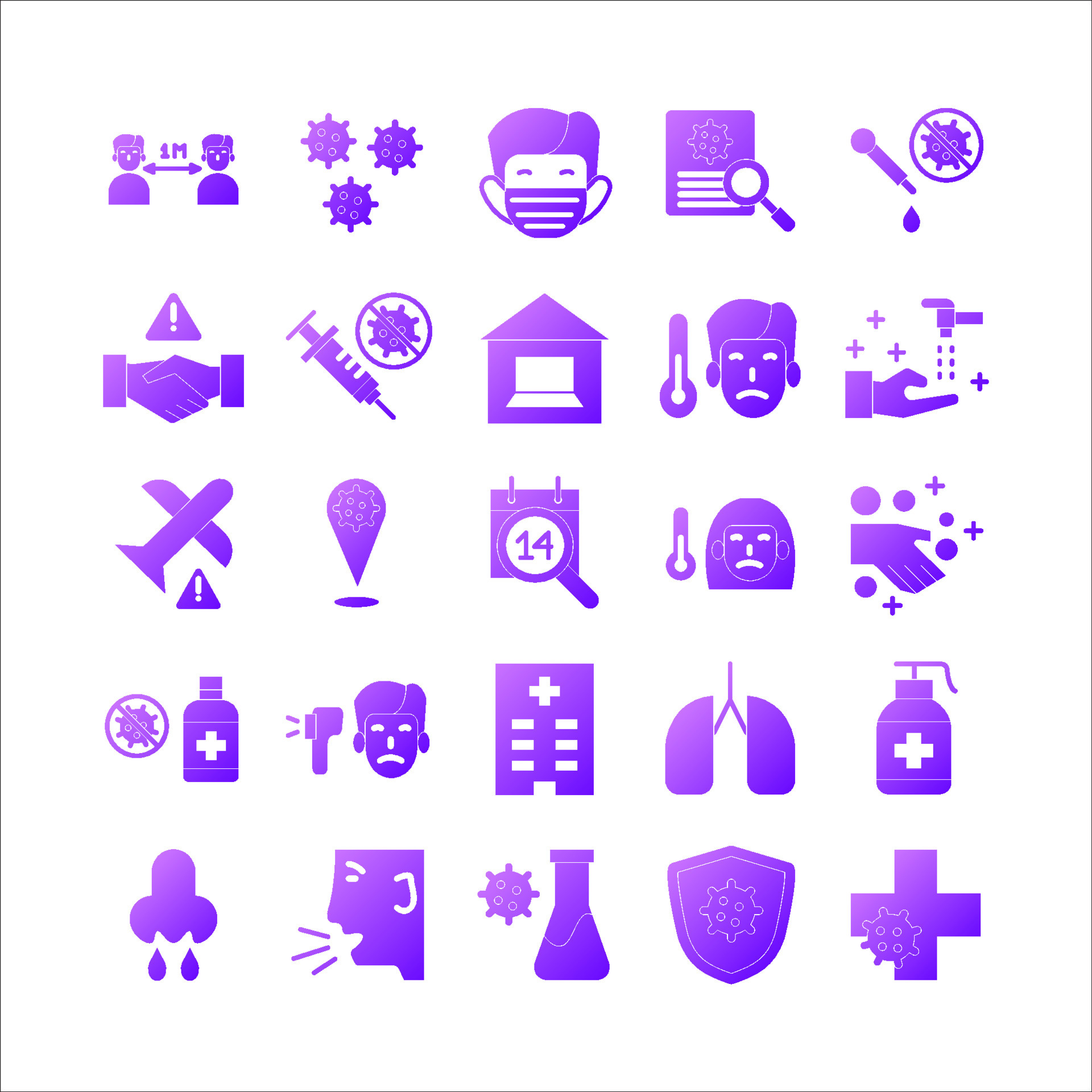 Virus icon set vector gradient for website, mobile app, presentation