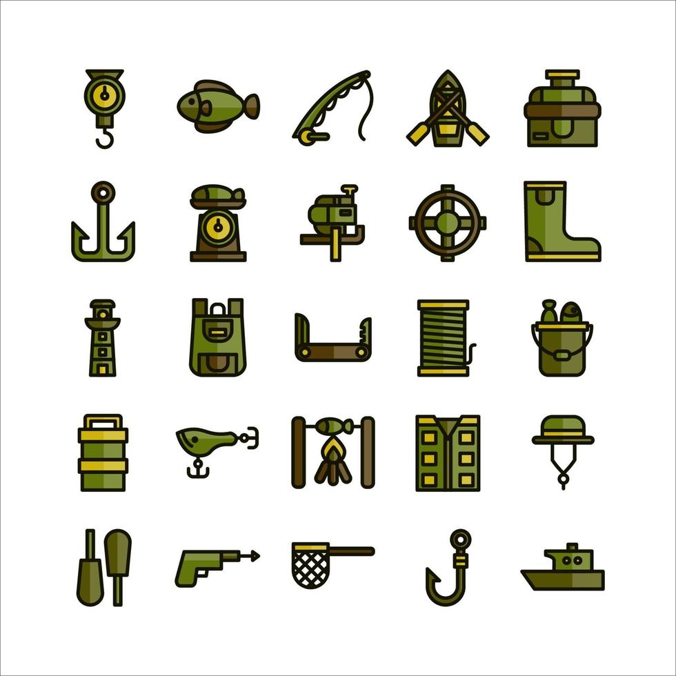 Fishing icon set vector flat line for website, mobile app, presentation, social media.