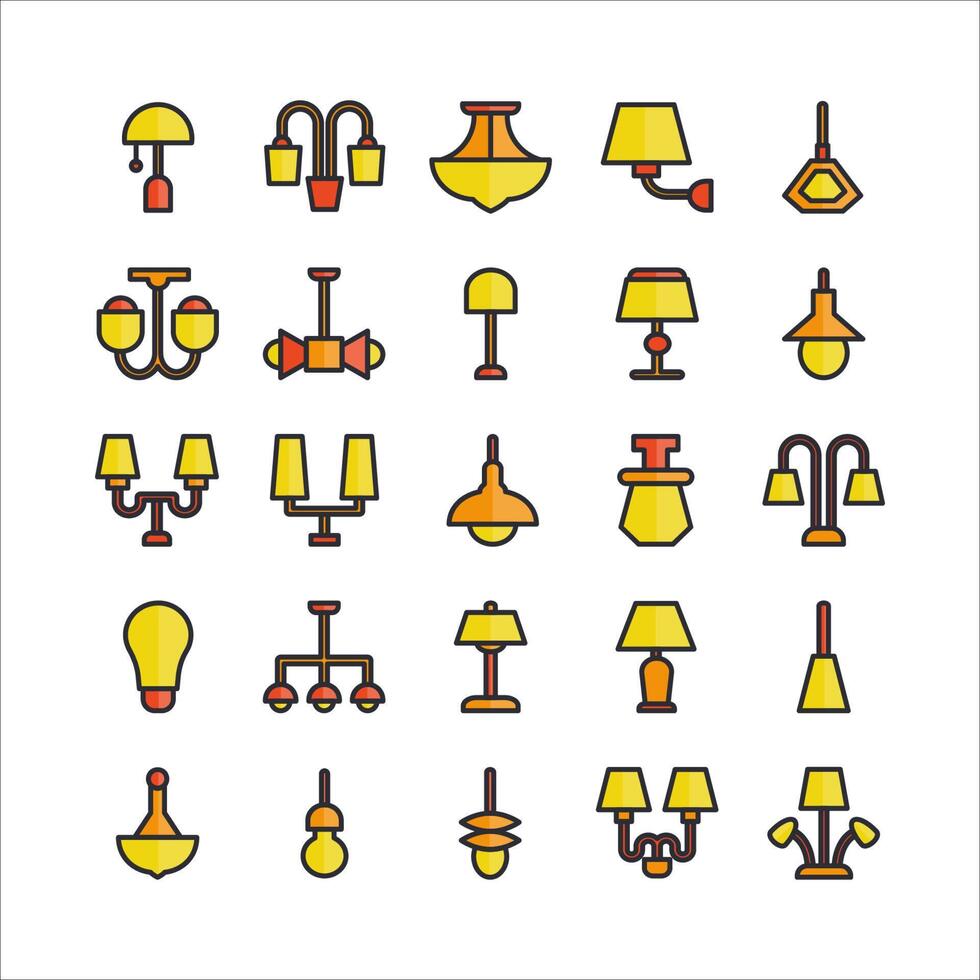 Lamp icon set vector flat line for website, mobile app, presentation, social media.