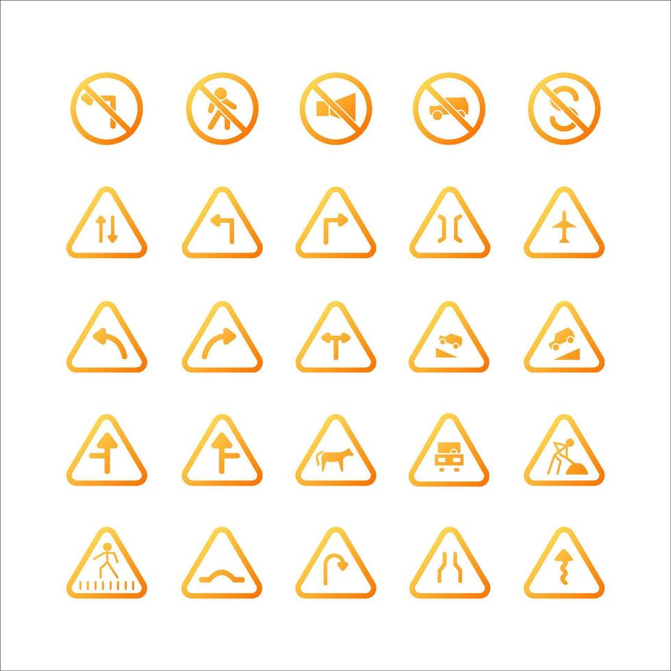 Traffic Signs icon set vector gradient for website, mobile app, presentation, social media.