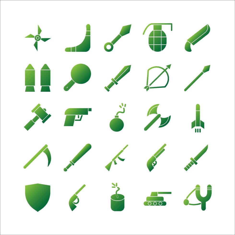 Weapon icon set vector gradient for website, mobile app, presentation, social media.