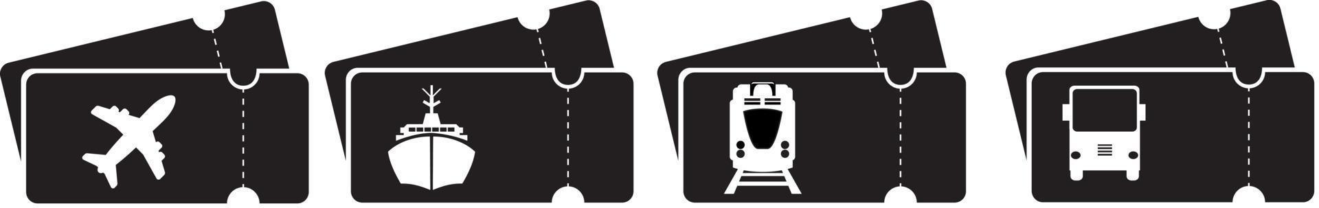 Vector transportation ticket, airplane, train, ship, bus.