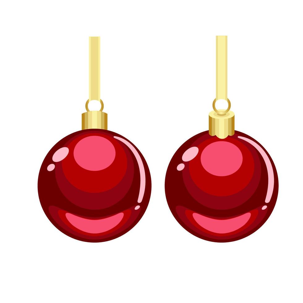 Christmas red ornaments with golden hanging vector